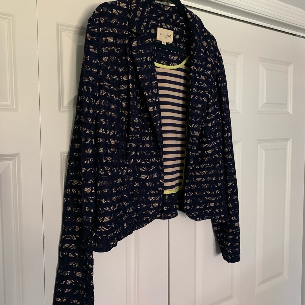 ⚓️Navy/Cream Lace Striped Blazer